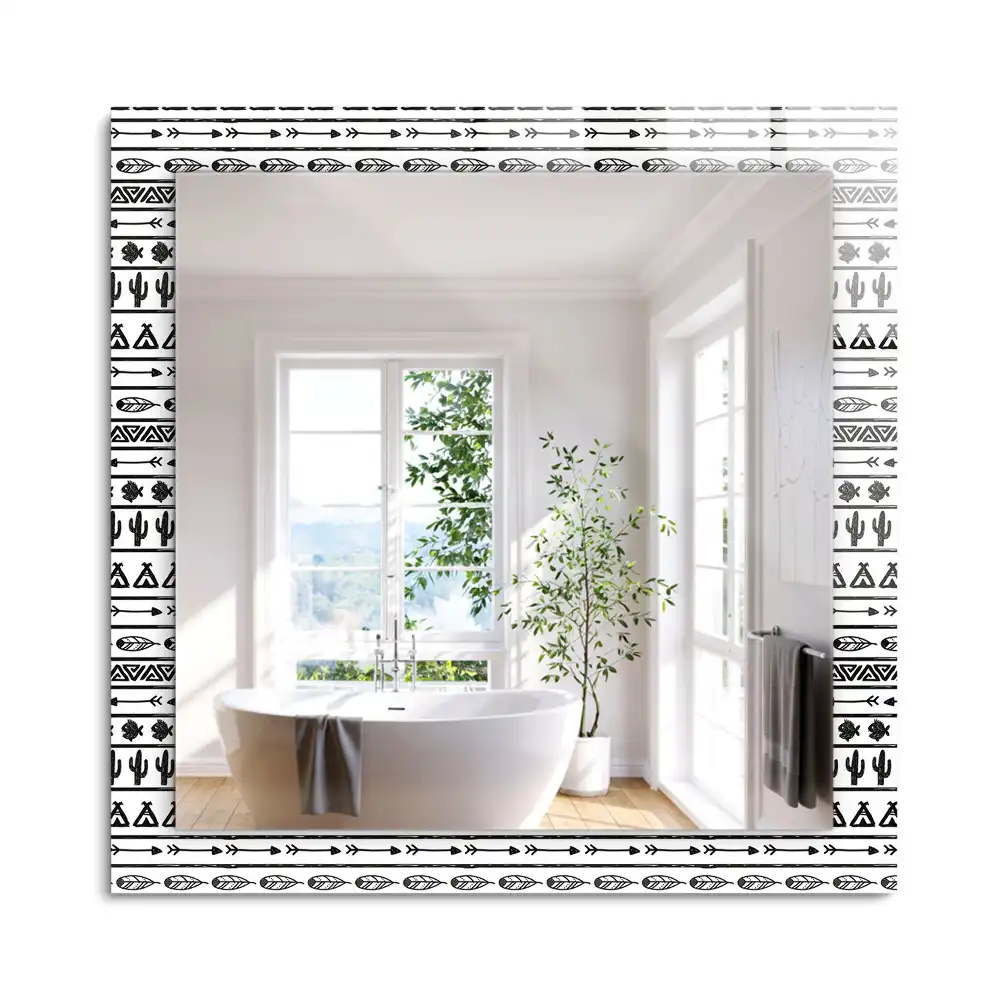 Oglindă decorativă de perete dreptunghiulară cu model cactuși și săgeți tipi