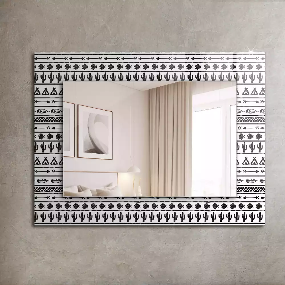 Oglindă decorativă de perete dreptunghiulară cu model cactuși și săgeți tipi