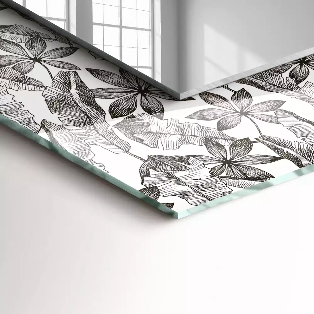 Oglindă dreptunghiulară decorativă cu frunze și flori
