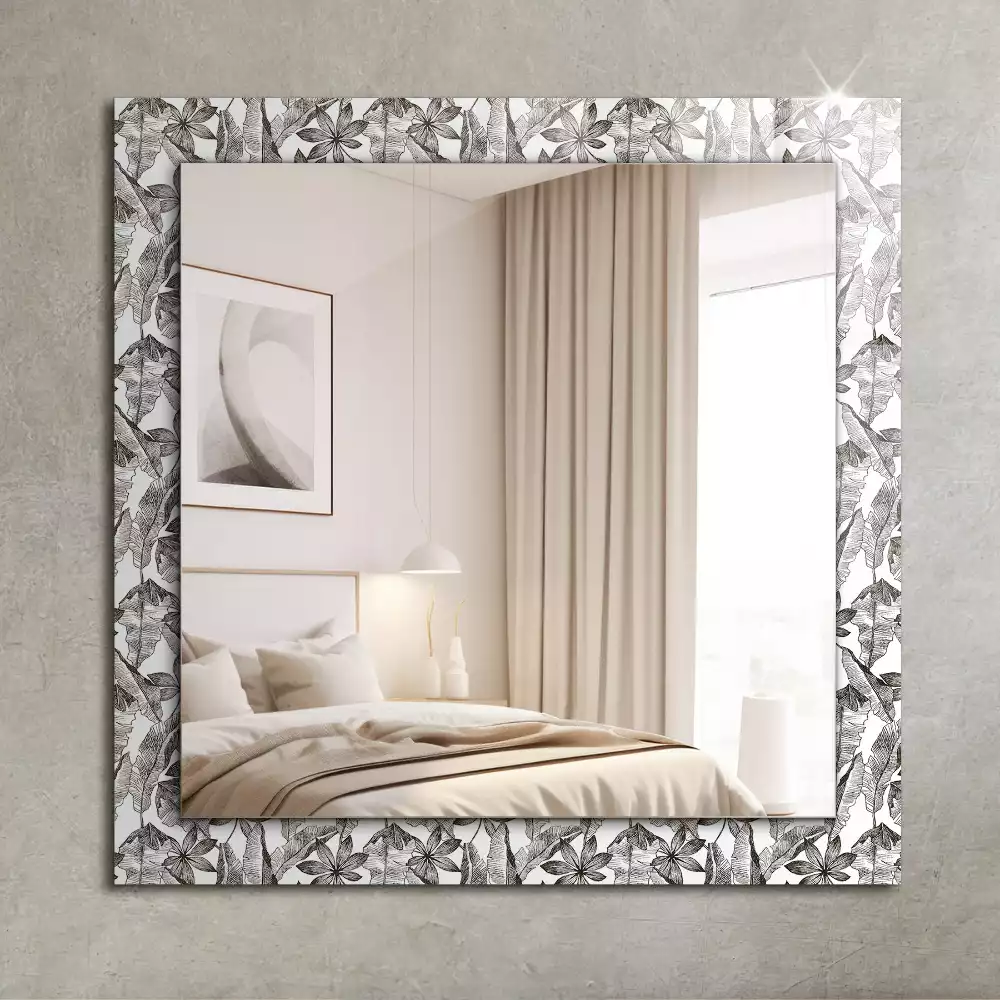 Oglindă dreptunghiulară decorativă cu frunze și flori