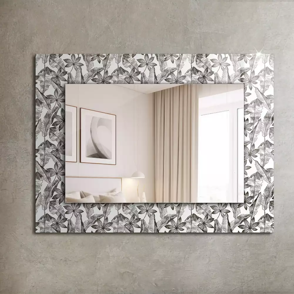 Oglindă dreptunghiulară decorativă cu frunze și flori