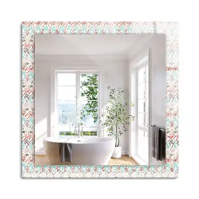 Oglindă dreptunghiulară cu decor geometric colorat