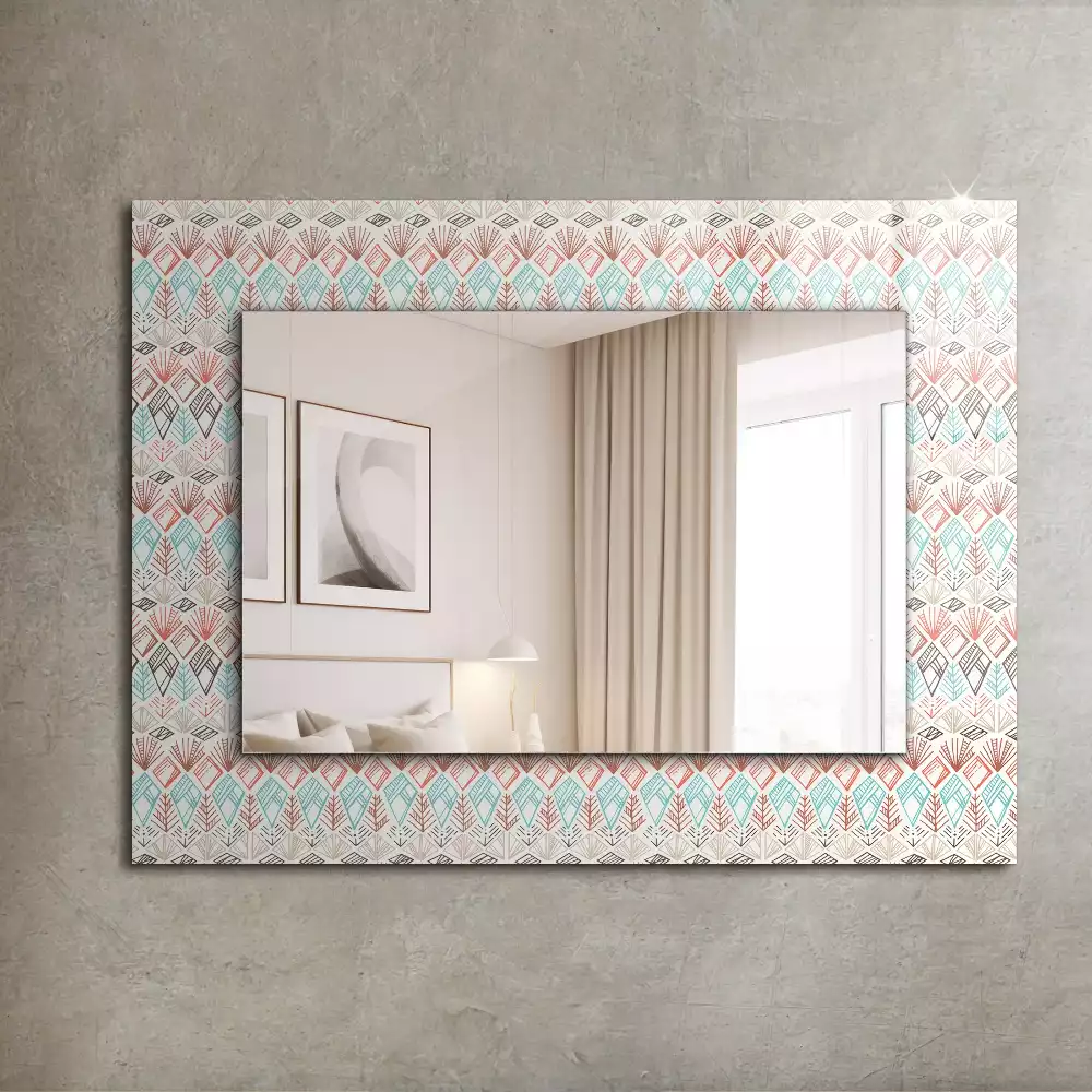 Oglindă dreptunghiulară cu decor geometric colorat