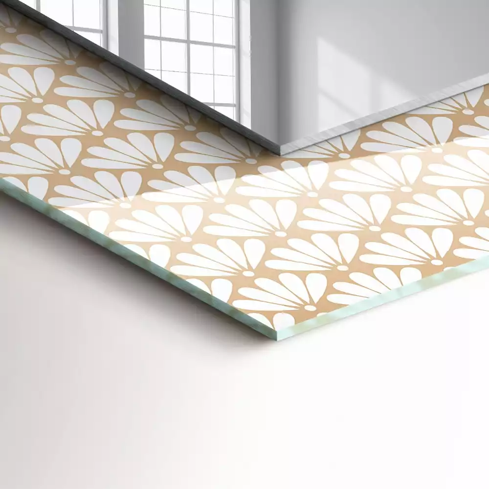 Oglindă dreptunghiulară cu imprimeu geometric floral