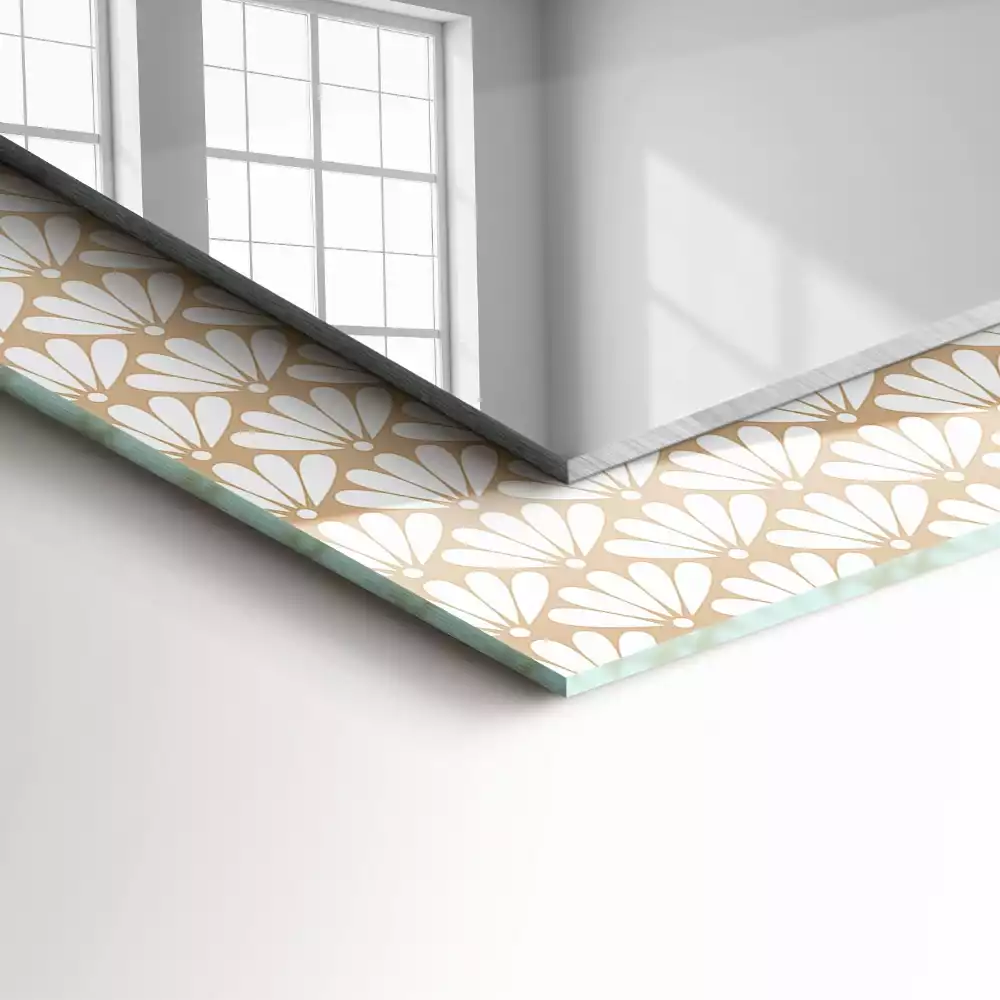 Oglindă dreptunghiulară cu imprimeu geometric floral