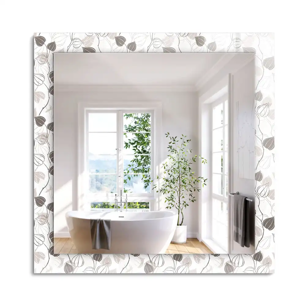 Oglindă dreptunghiulară cu decor în formă de frunze