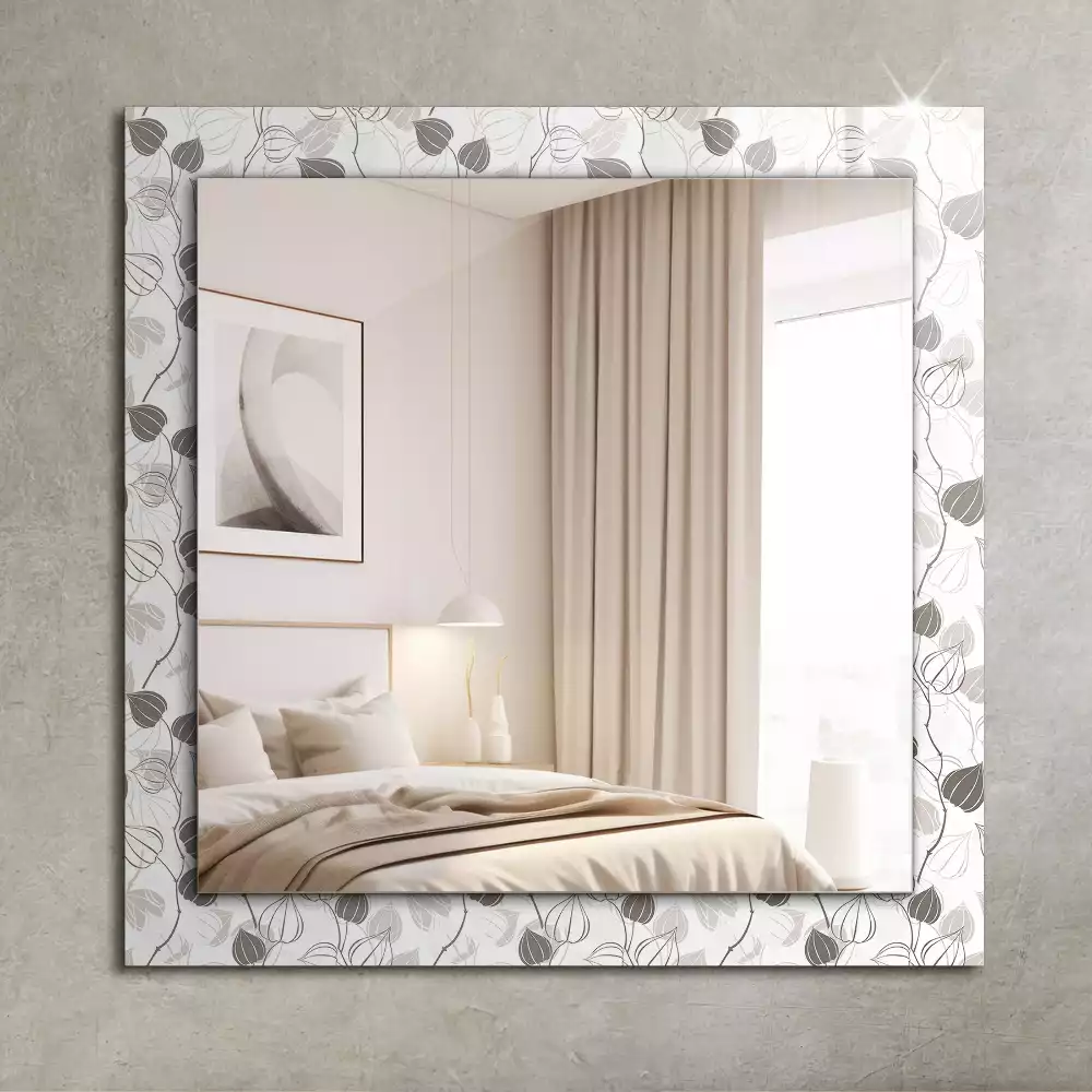 Oglindă dreptunghiulară cu decor în formă de frunze