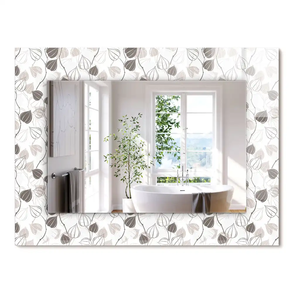 Oglindă dreptunghiulară cu decor în formă de frunze