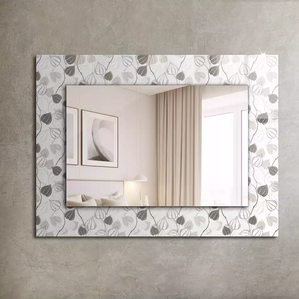 Oglindă dreptunghiulară cu decor în formă de frunze