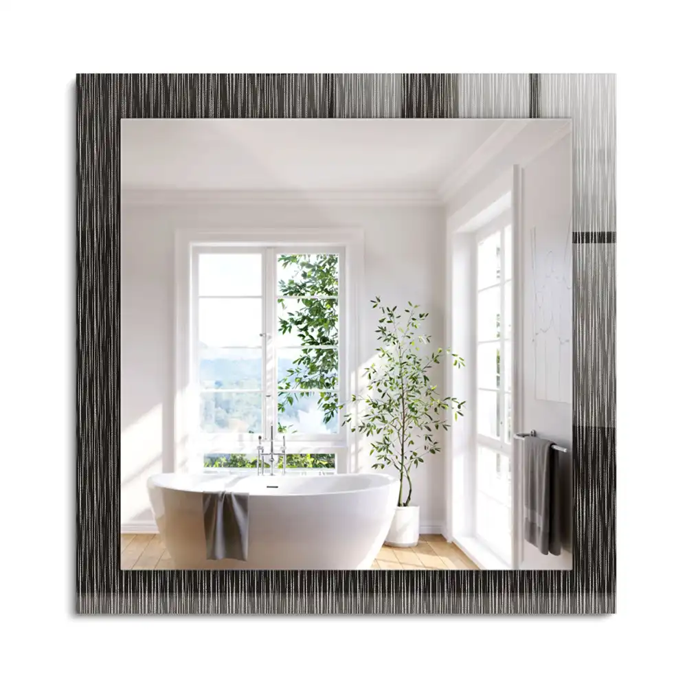 Oglindă dreptunghiulară decorativă cu linii moderne pentru perete