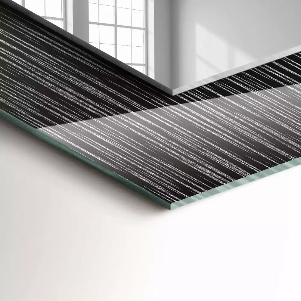 Oglindă dreptunghiulară decorativă cu linii moderne pentru perete
