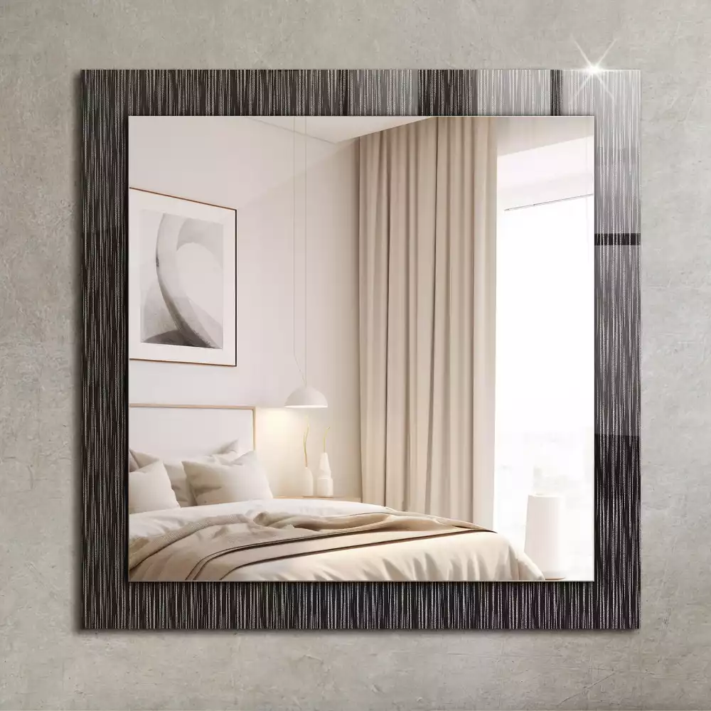 Oglindă dreptunghiulară decorativă cu linii moderne pentru perete