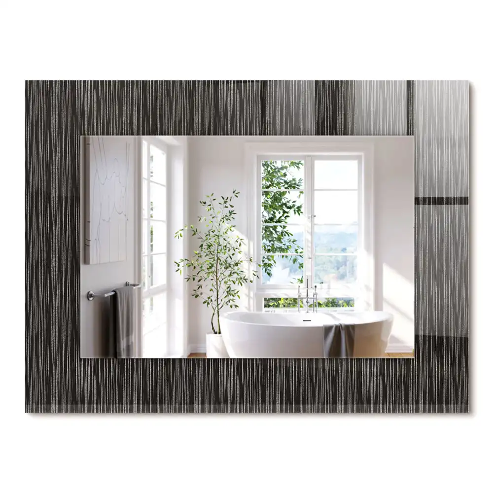 Oglindă dreptunghiulară decorativă cu linii moderne pentru perete