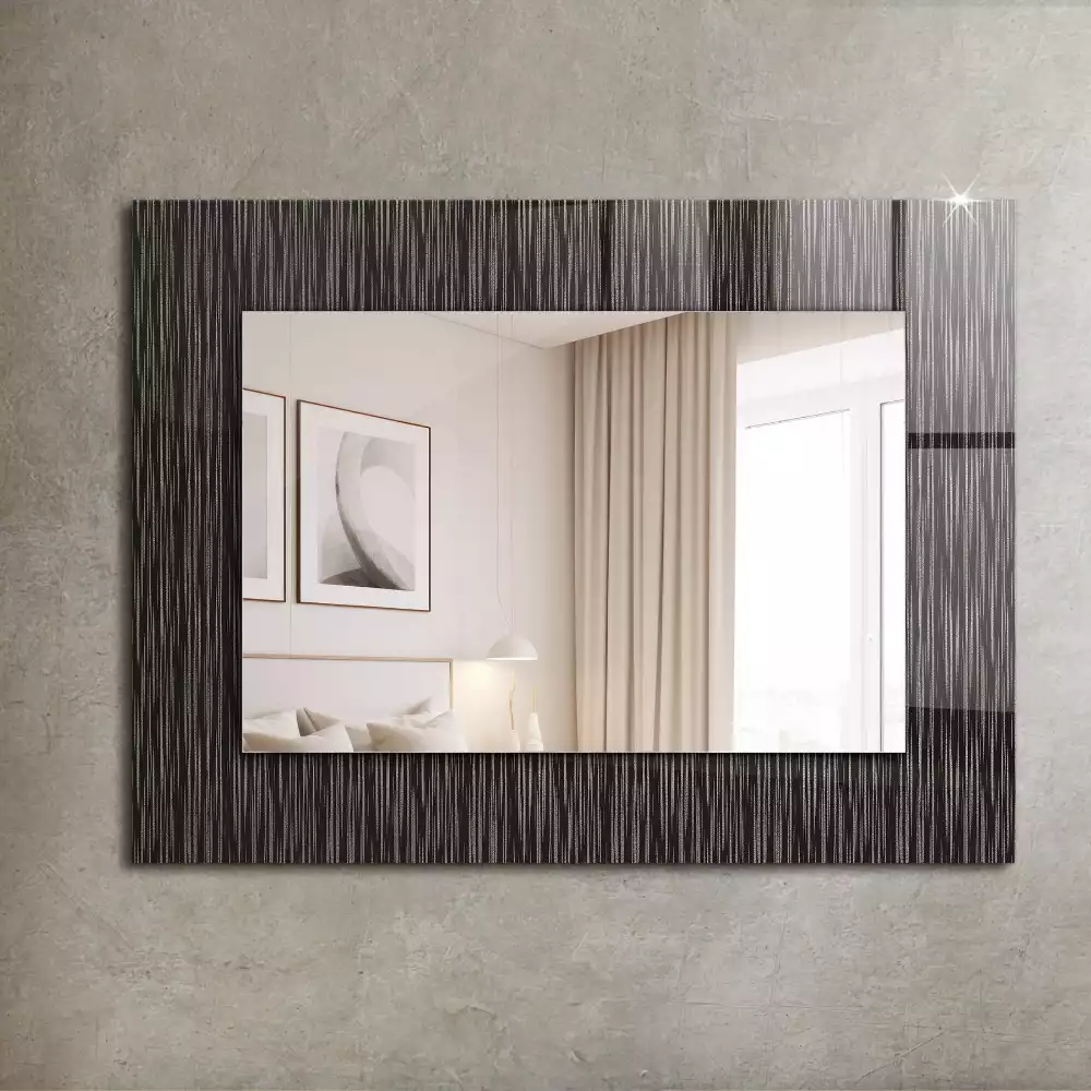 Oglindă dreptunghiulară decorativă cu linii moderne pentru perete