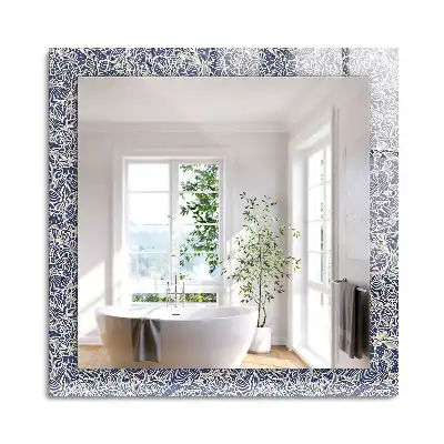 Oglindă dreptunghiulară cu imprimeu floral pe țesătură