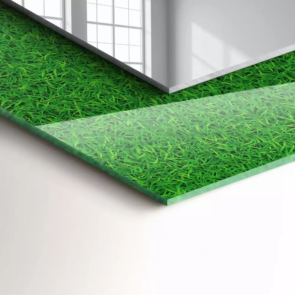 Oglindă dreptunghiulară cu ramă imprimată cu model iarbă verde