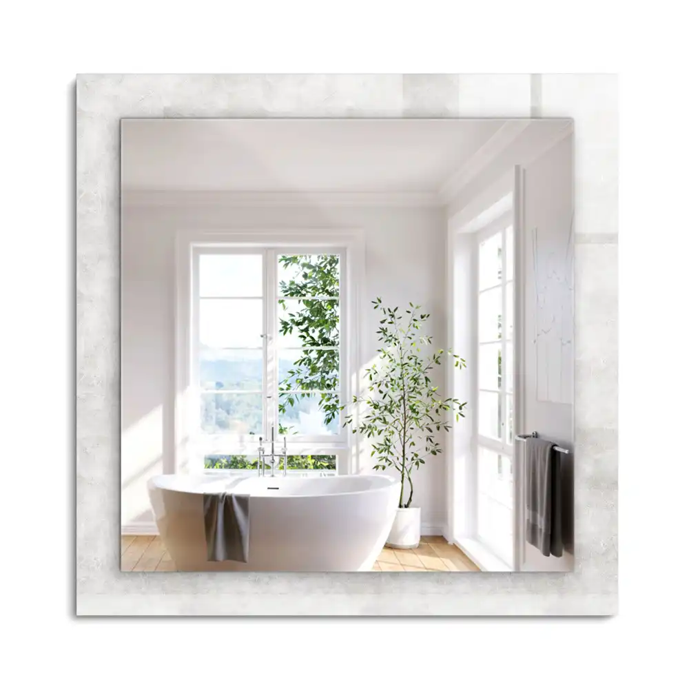 Oglindă dreptunghiulară cu decor texturat gri