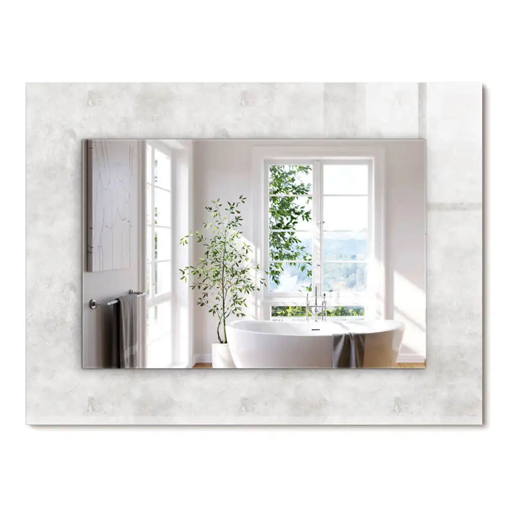 Oglindă dreptunghiulară cu decor texturat gri