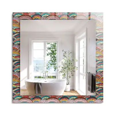 Oglindă decorativă de perete dreptunghiulară cu model valuri de arcuri colorate