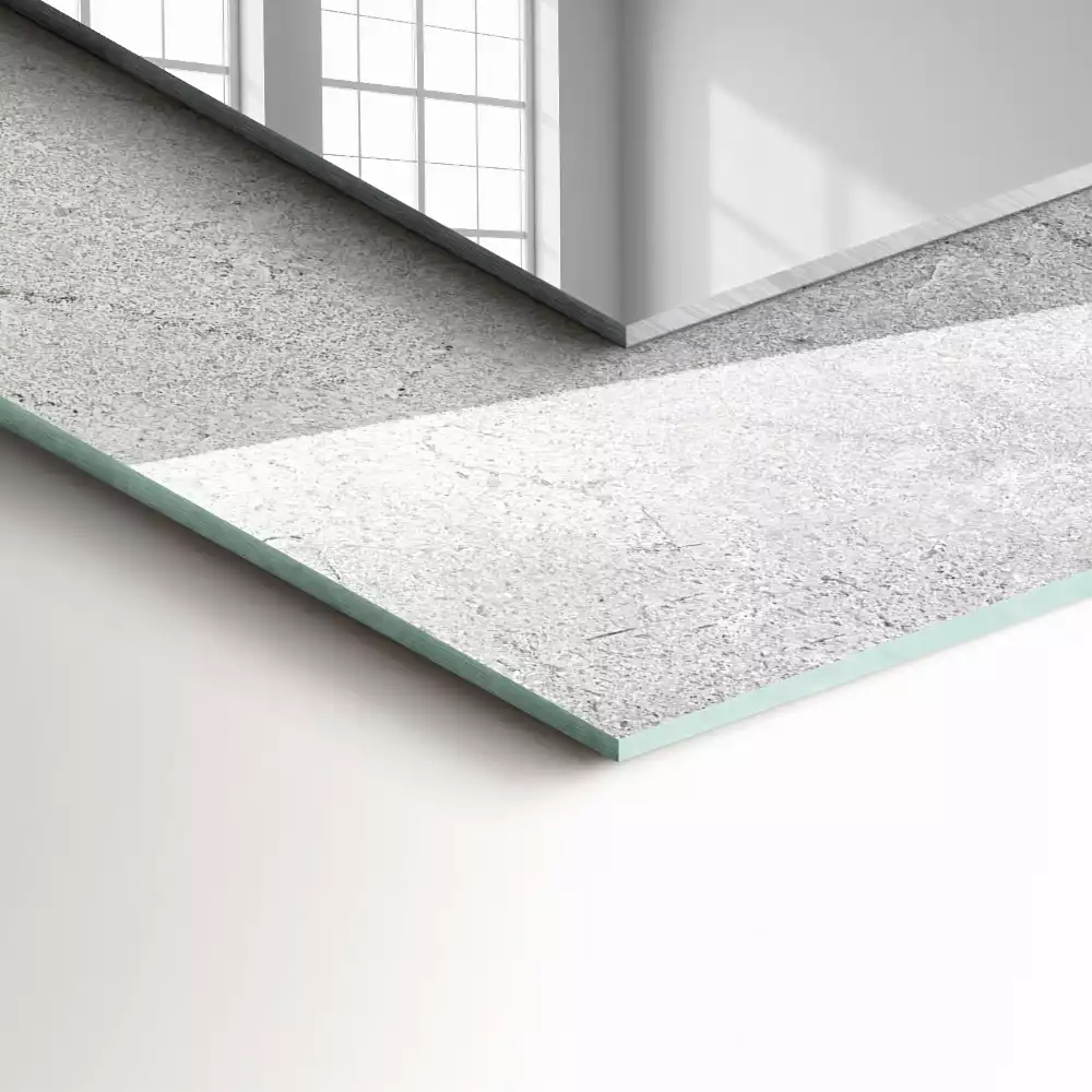 Oglindă dreptunghiulară cu ramă decorativă cu aspect de beton crăpat