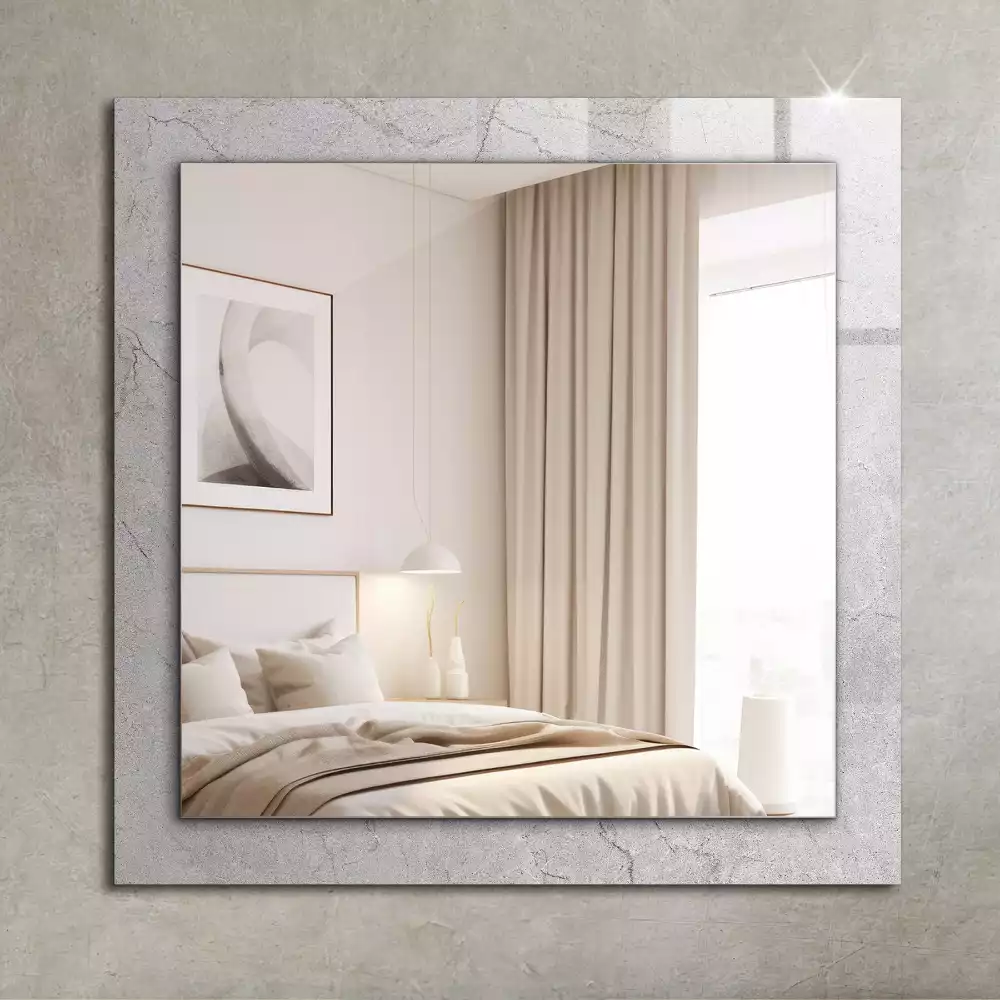 Oglindă dreptunghiulară cu ramă decorativă cu aspect de beton crăpat