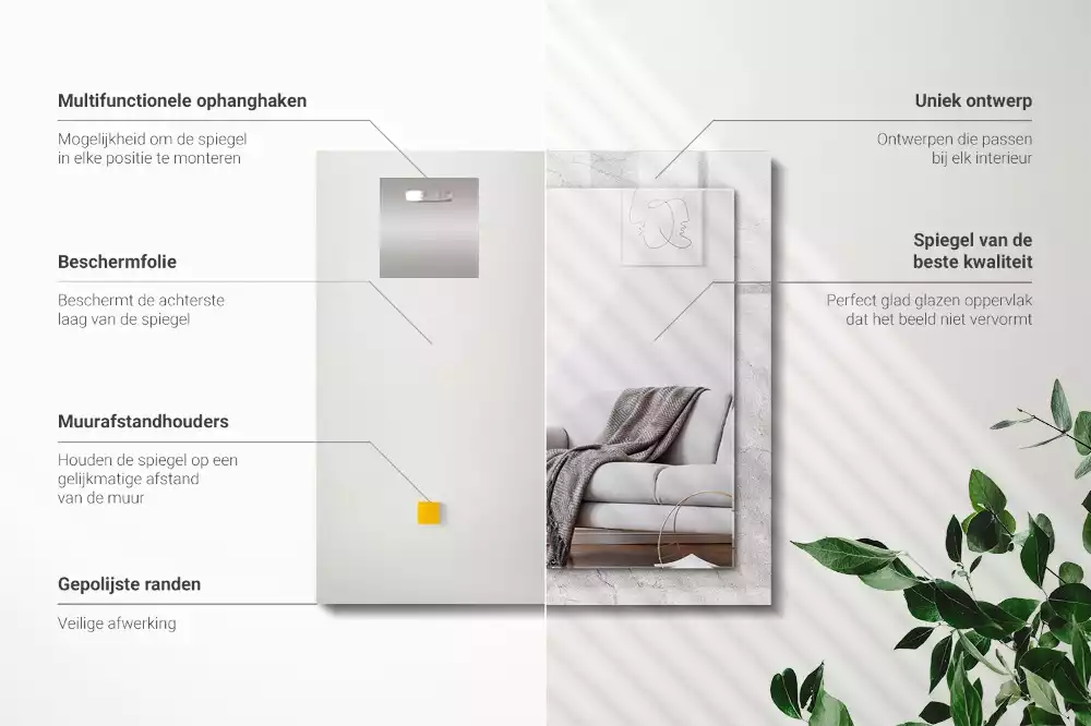 Oglindă dreptunghiulară cu ramă decorativă cu aspect de beton crăpat