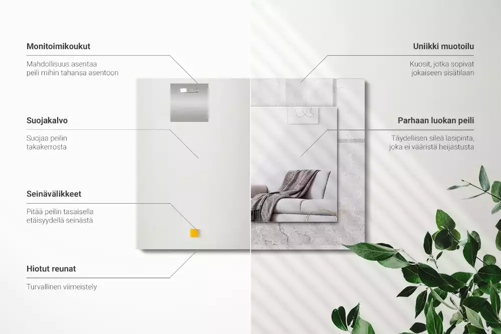 Oglindă dreptunghiulară cu ramă decorativă cu aspect de beton crăpat