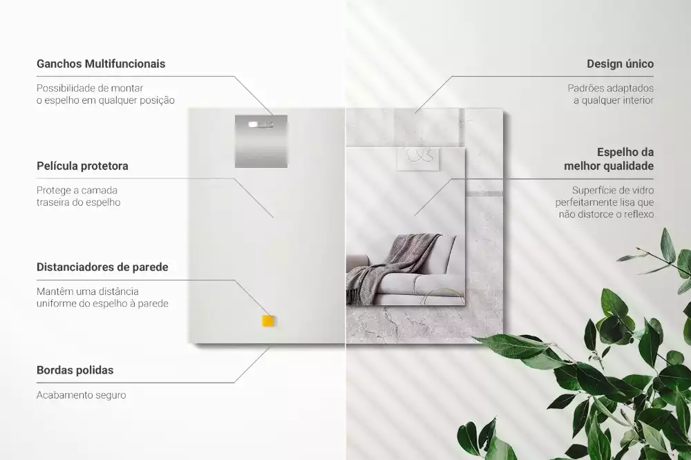 Oglindă dreptunghiulară cu ramă decorativă cu aspect de beton crăpat