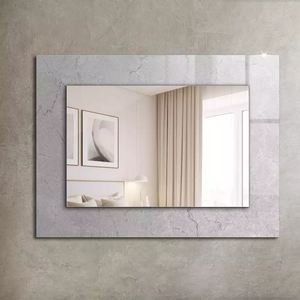 Oglindă dreptunghiulară cu ramă decorativă cu aspect de beton crăpat