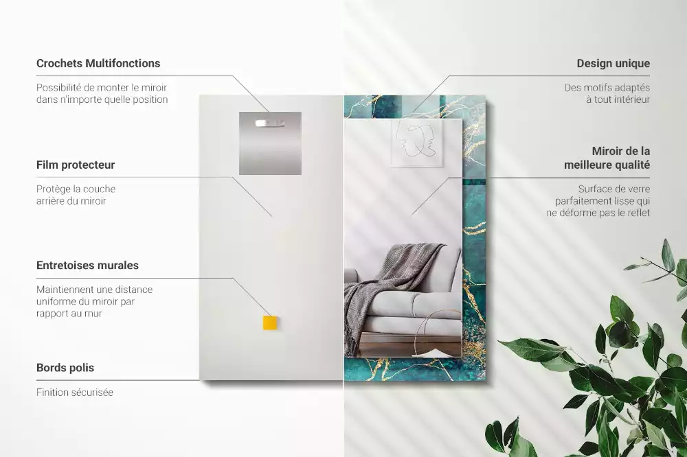 Oglindă decorativă dreptunghiulară cu ramă din marmură verde