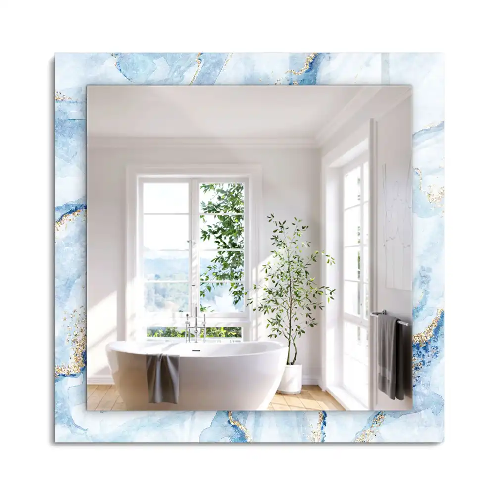 Oglindă dreptunghiulară cu model decorativ abstract de marmură