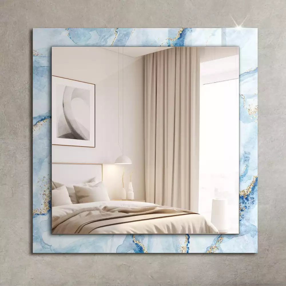 Oglindă dreptunghiulară cu model decorativ abstract de marmură