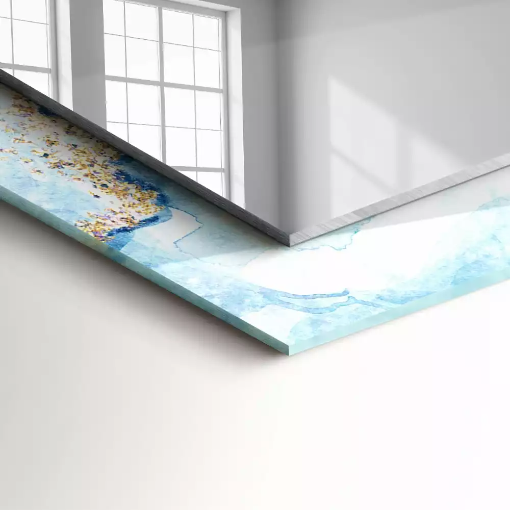 Oglindă dreptunghiulară cu model decorativ abstract de marmură