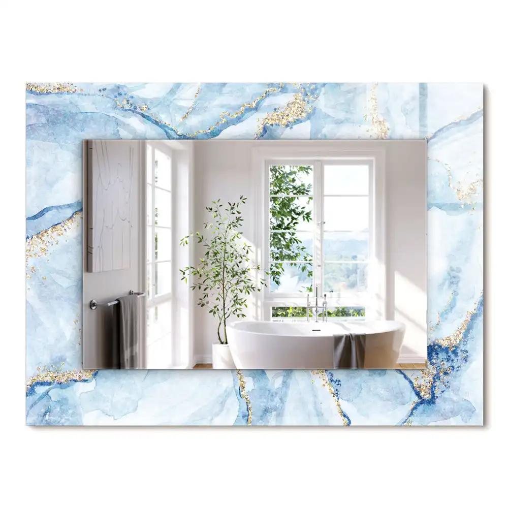 Oglindă dreptunghiulară cu model decorativ abstract de marmură
