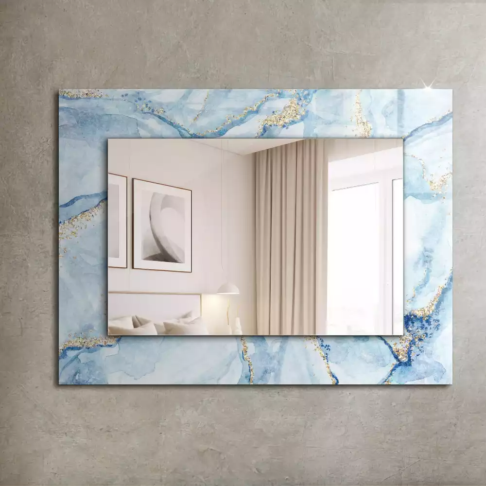 Oglindă dreptunghiulară cu model decorativ abstract de marmură