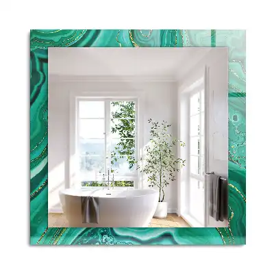 Oglindă dreptunghiulară cu ramă cu imprimeu textură abstractă verde