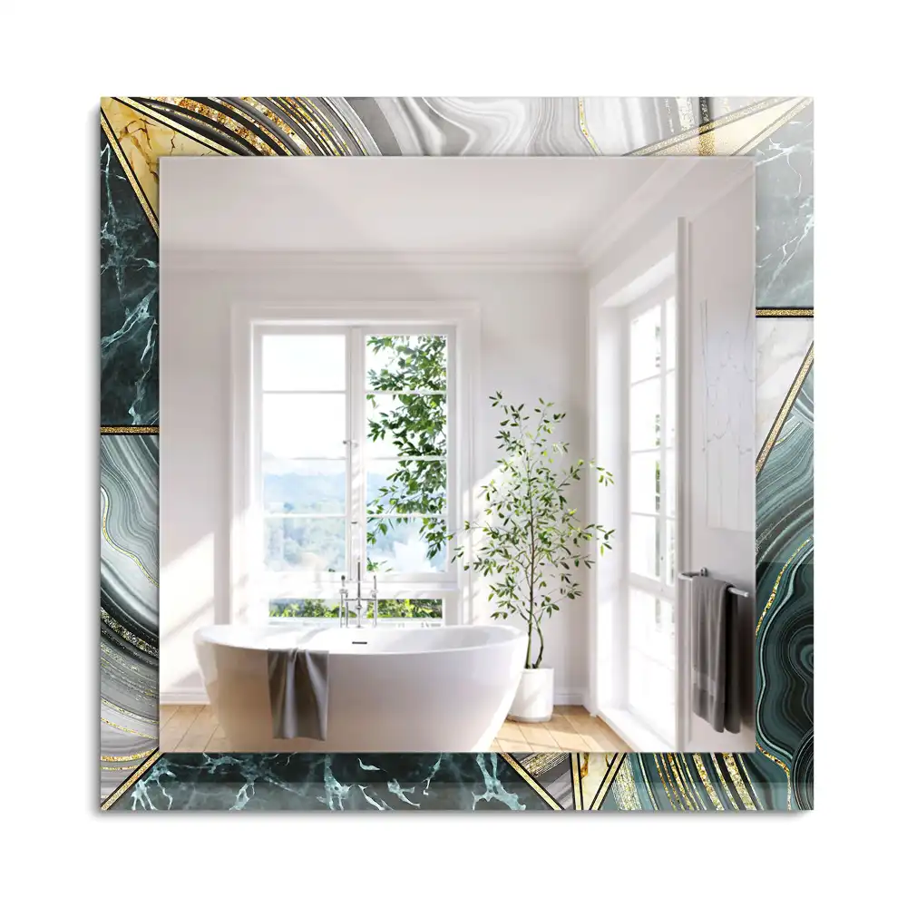 Oglindă dreptunghiulară cu decor geometric abstract
