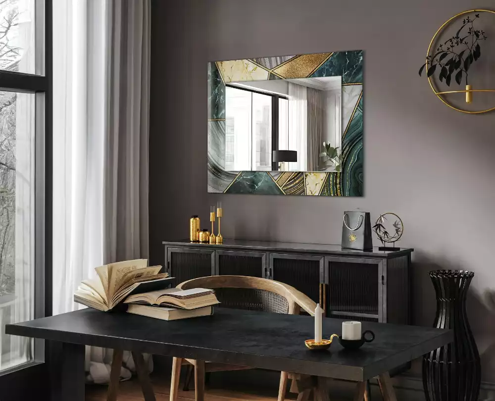 Oglindă dreptunghiulară cu decor geometric abstract
