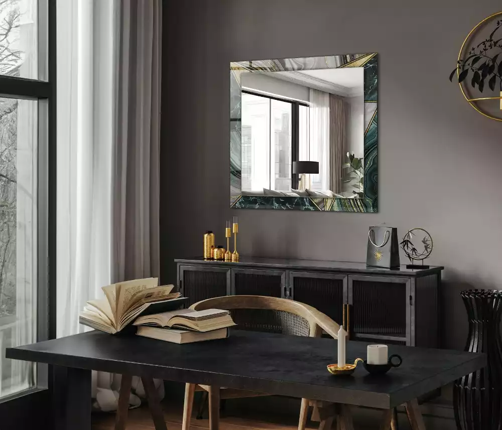 Oglindă dreptunghiulară cu decor geometric abstract