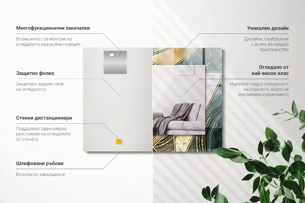 Oglindă dreptunghiulară cu decor geometric abstract