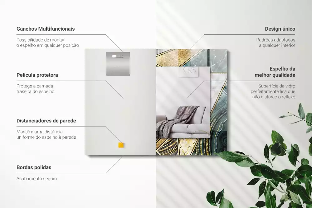 Oglindă dreptunghiulară cu decor geometric abstract