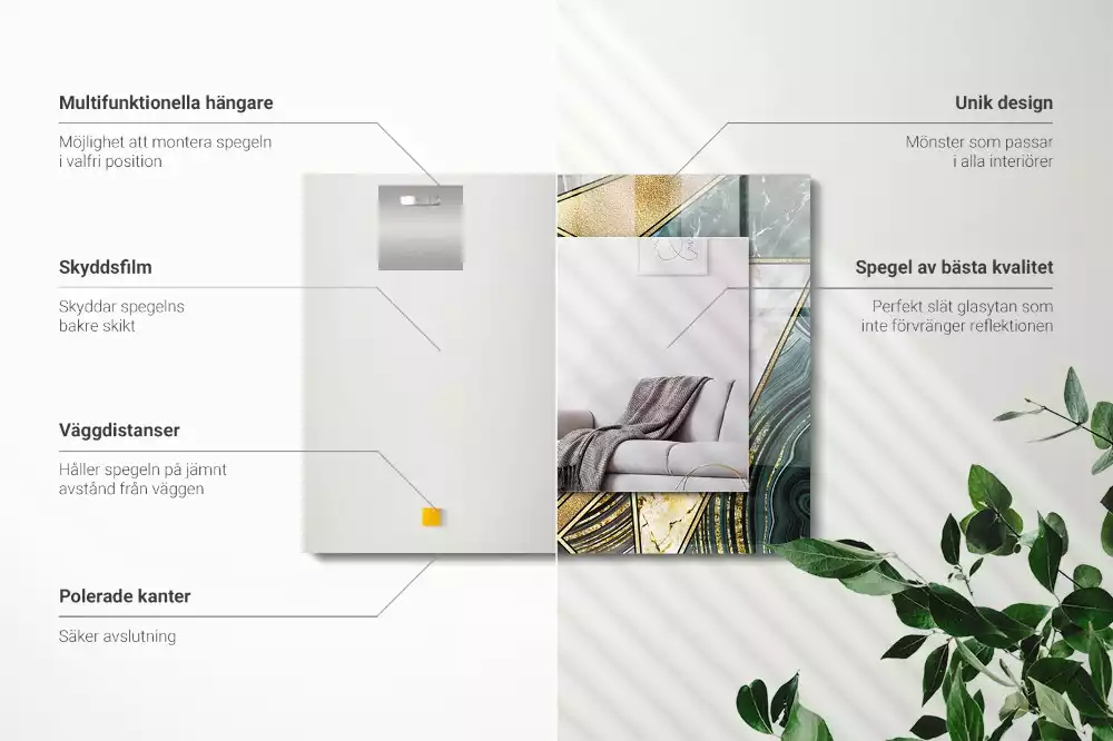 Oglindă dreptunghiulară cu decor geometric abstract