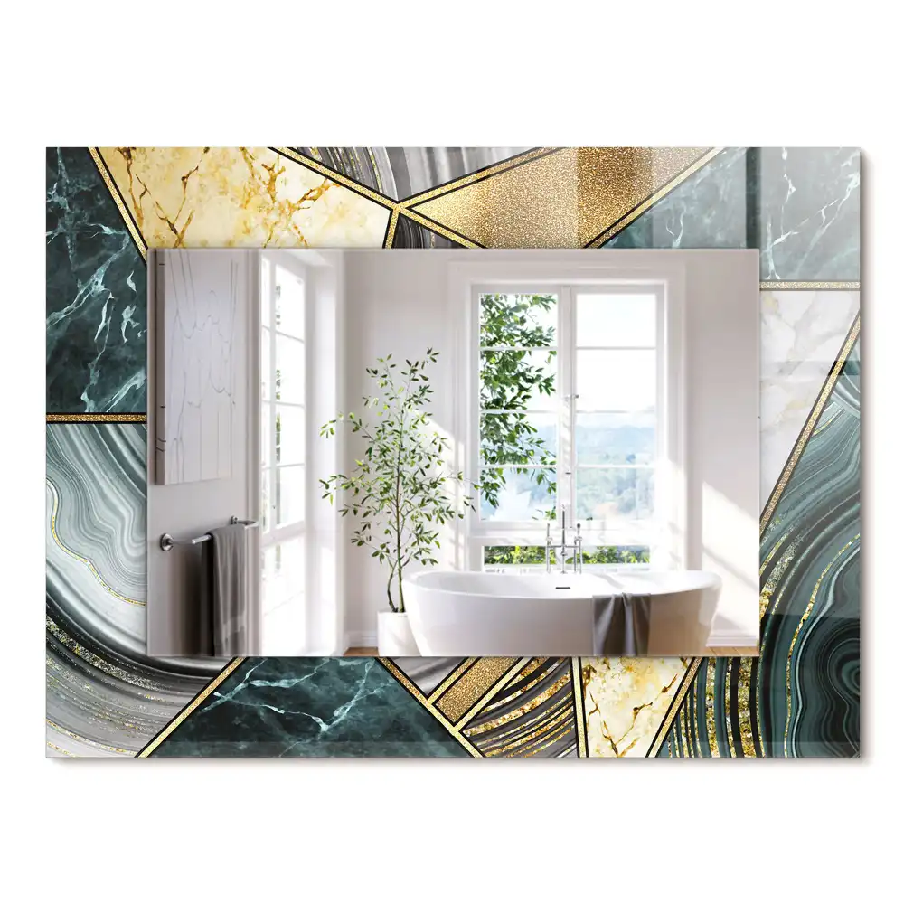 Oglindă dreptunghiulară cu decor geometric abstract