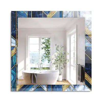 Oglindă dreptunghiulară de perete cu design geometric abstract tip mozaic