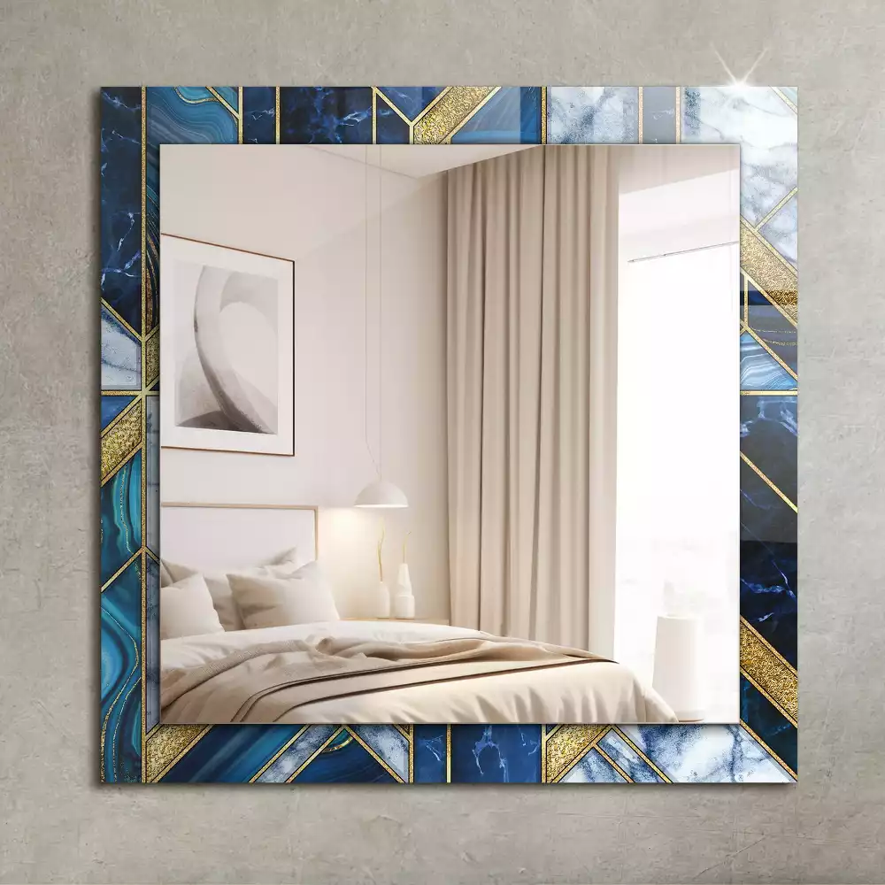 Oglindă dreptunghiulară de perete cu design geometric abstract tip mozaic