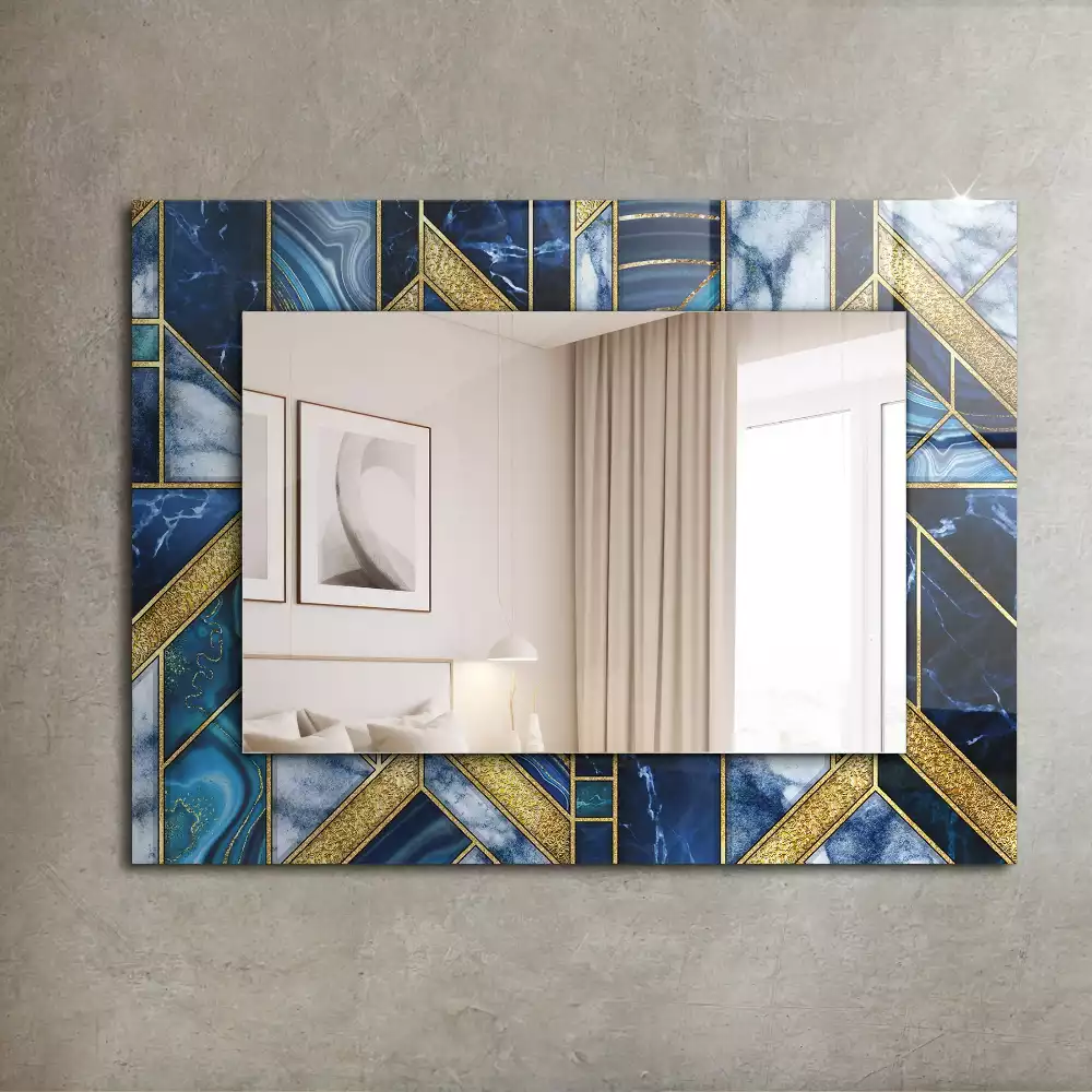 Oglindă dreptunghiulară de perete cu design geometric abstract tip mozaic