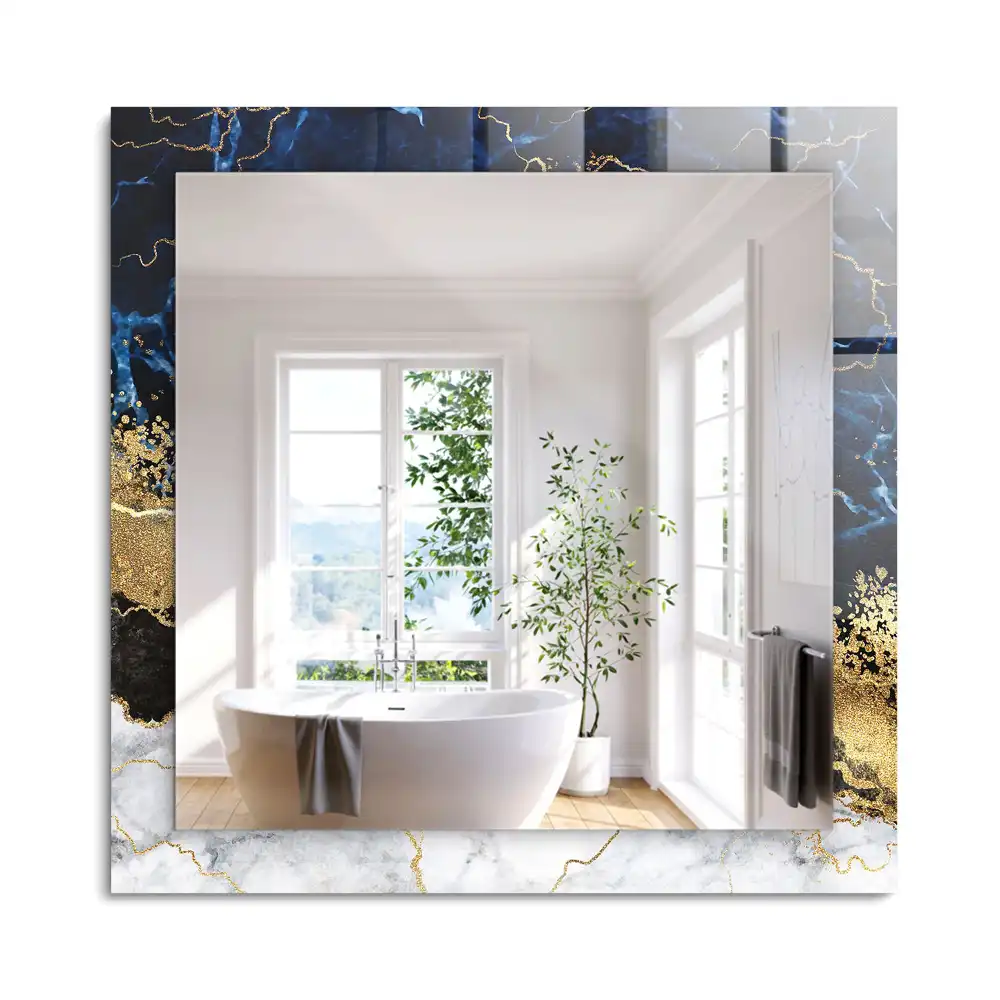 Oglindă dreptunghiulară cu decor abstract din marmură