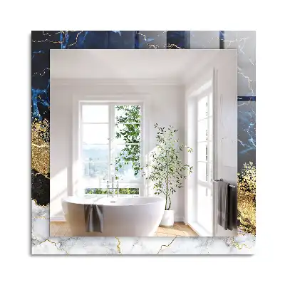Oglindă dreptunghiulară cu decor abstract din marmură