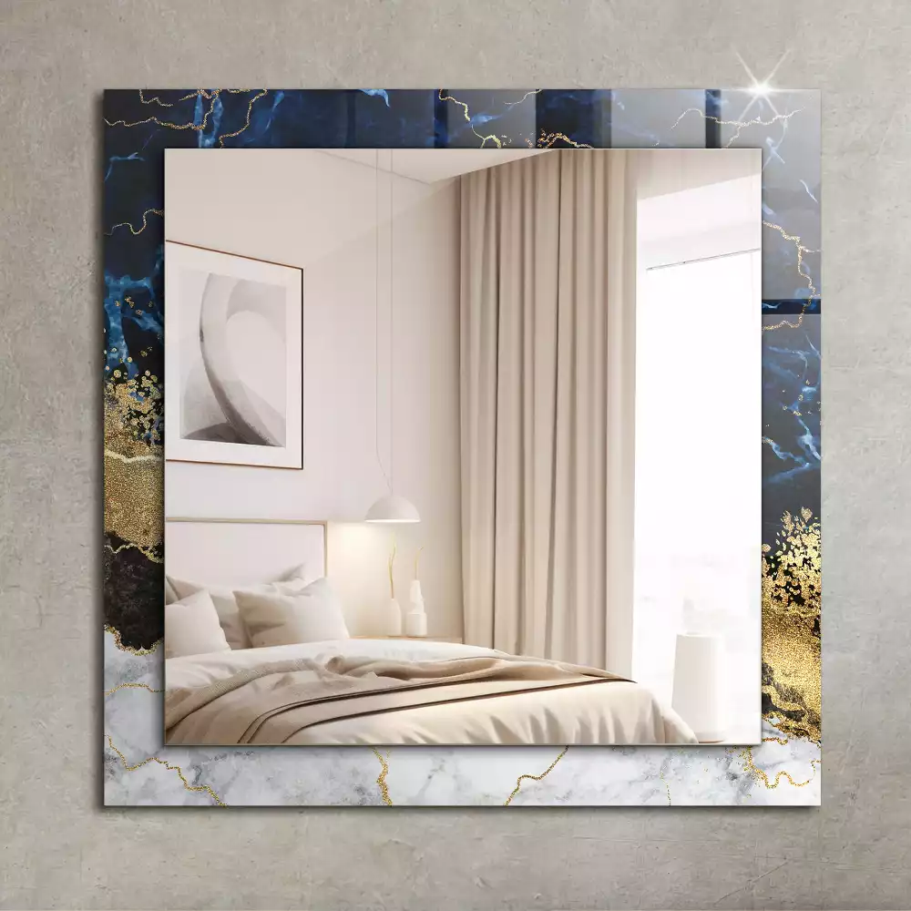 Oglindă dreptunghiulară cu decor abstract din marmură