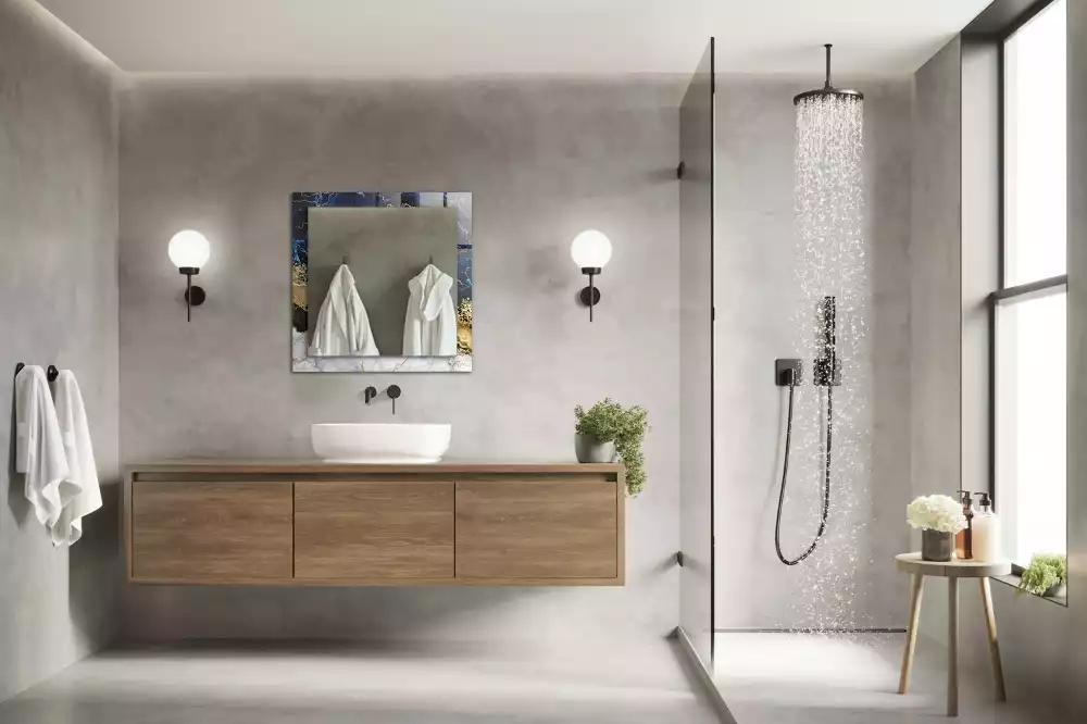 Oglindă dreptunghiulară cu decor abstract din marmură